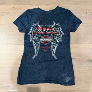 Harley-Davidson Dark Gray Winged Tee Womens Vintage Size M